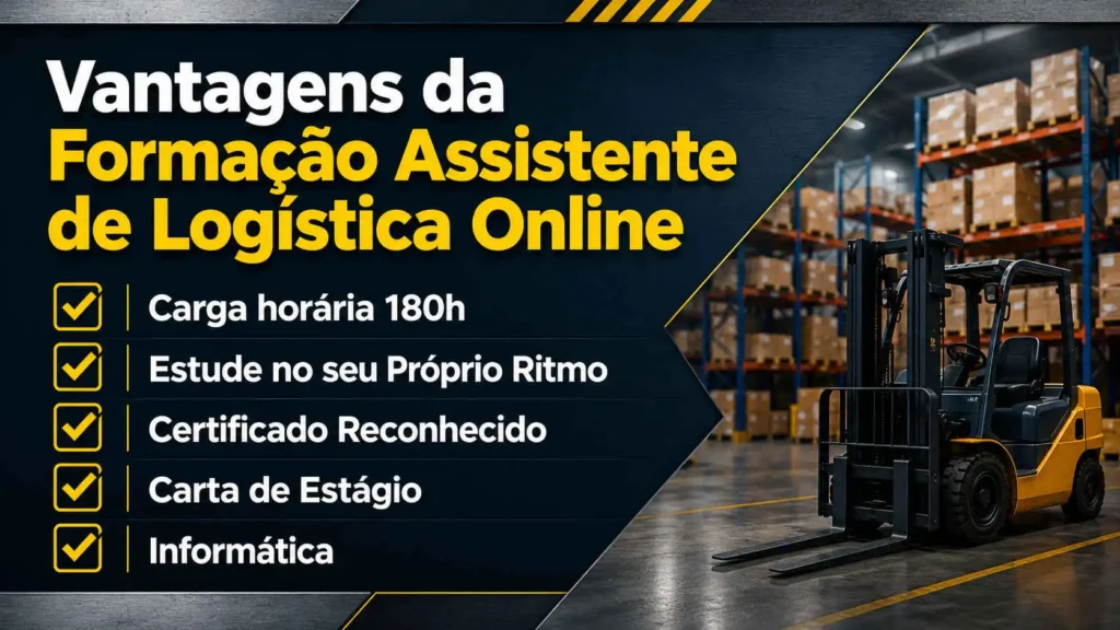 Checklist de benefícios do curso de assistente de logística online.