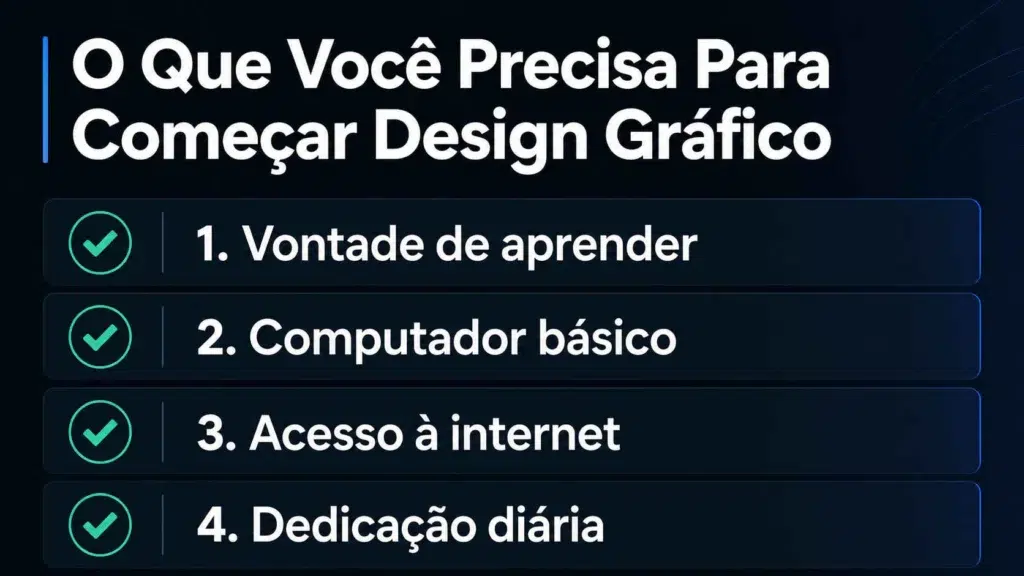 Checklist de materiais para iniciar o curso design gráfico online.