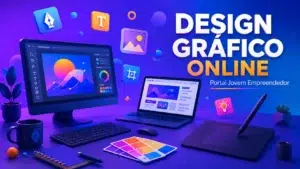 Imagem clara e otimista de uma área de um curso design gráfico online